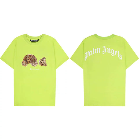 Palm Angels Leopard Print Bear Graphic T-Shirt - Neon Lime
