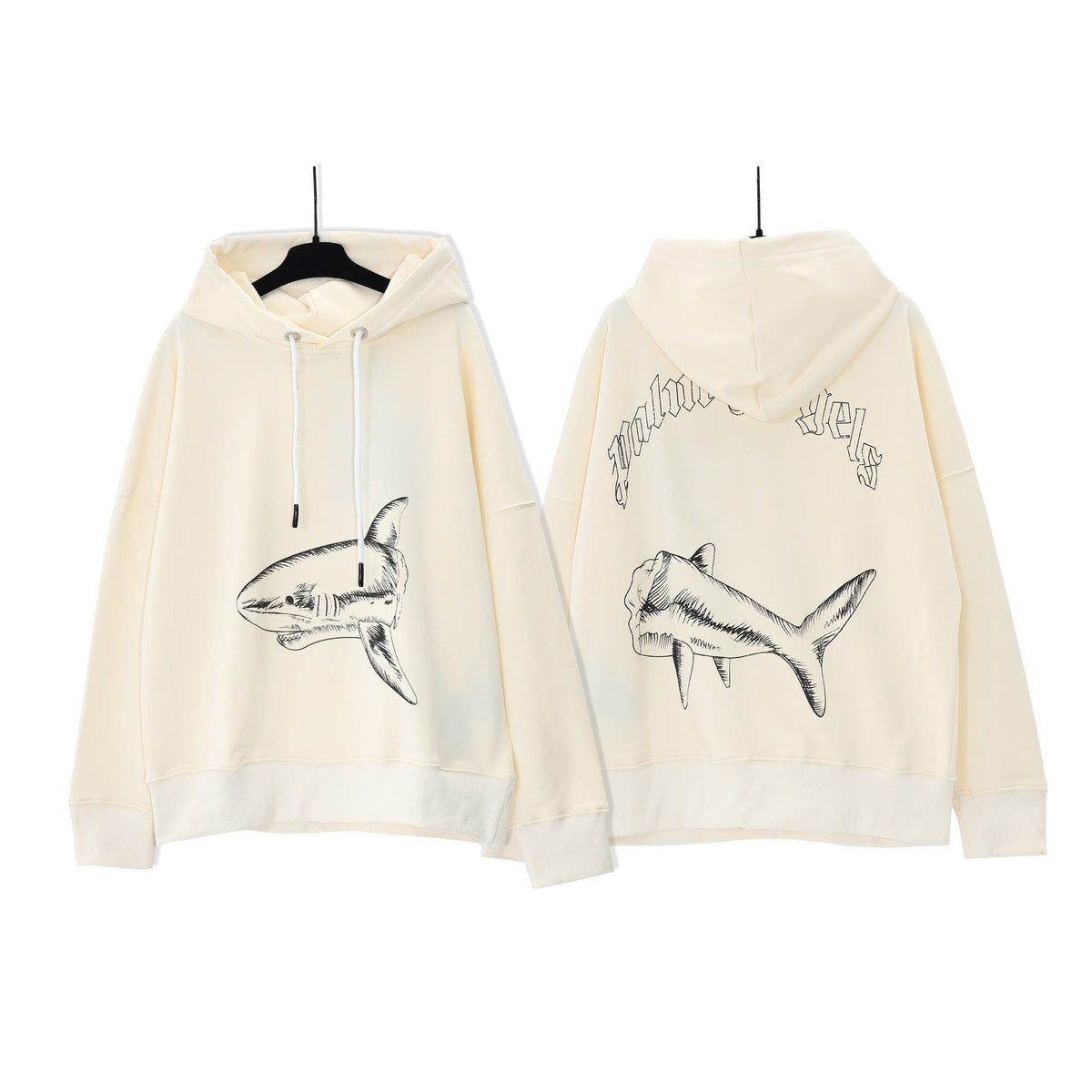Palm Angels Shark & Skeleton Back Print Hoodie - Off-White