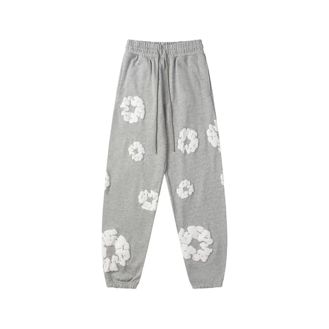 Denim Tears Cotton Wreath Graphic Sweatpants - Heather Grey / Relaxed Streetwear Fit