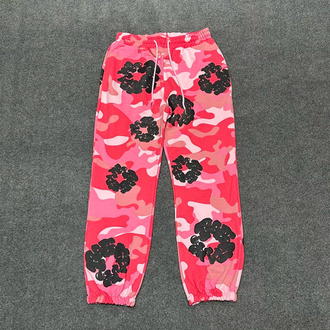 "Denim Tears" Pink Camo Floral Pattern Oversized Sweatpants