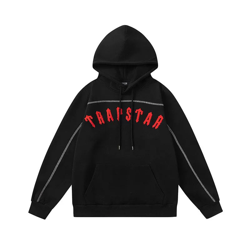 Trapstar autumn and winter casual sports suit hooded sweatshirt pants pullover simple letter drawstring top pants (34)