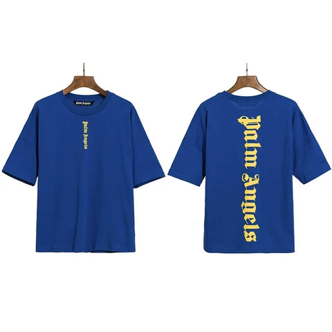 Palm Angels Vertical Gothic Logo T-Shirt - Blue
