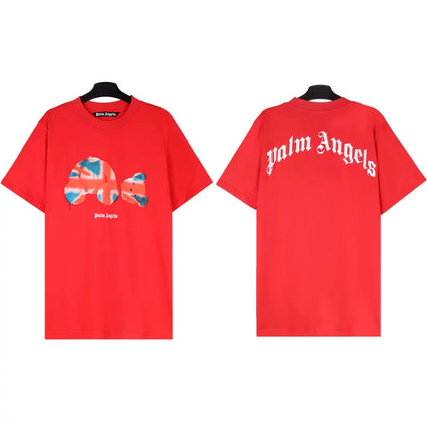 Palm Angels Union Jack Bear Graphic T-Shirt - Red