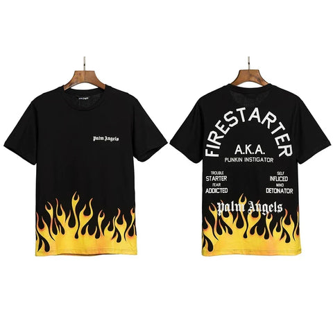 Palm Angels Firestarter Flame Graphic T-Shirt - Black