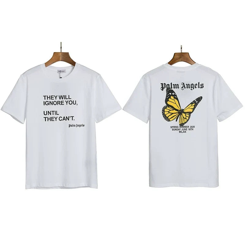 Palm Angels Typography & Butterfly Graphic T-Shirt - White