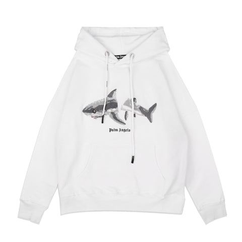 Palm Angels Split Shark Graphic Hoodie - White
