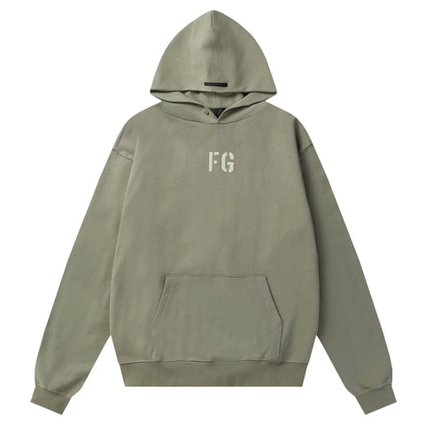 FOG double line heavyweight high street trendy brand hooded sweatshirt with plush loose sweatshirt jacket suitable for men and women, youthful and popular style (45)