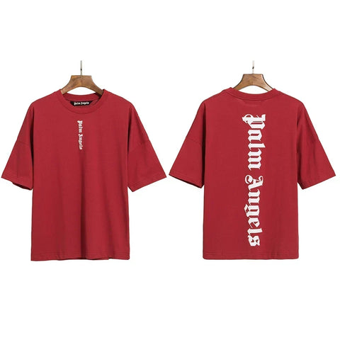Palm Angels Vertical Gothic Logo T-Shirt - Burgundy