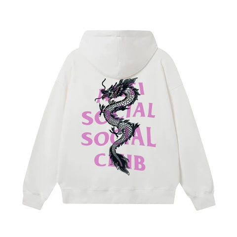 Anti Social Social Club Dragon Pink Logo Hoodie - White