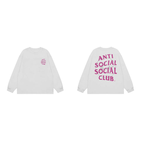 Anti Social Social Club Pink Circle Logo Long Sleeve T-Shirt - White