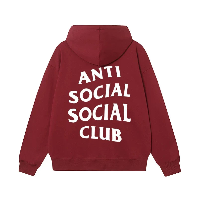 Anti Social Social Club Classic Logo Hoodie - Burgundy/White