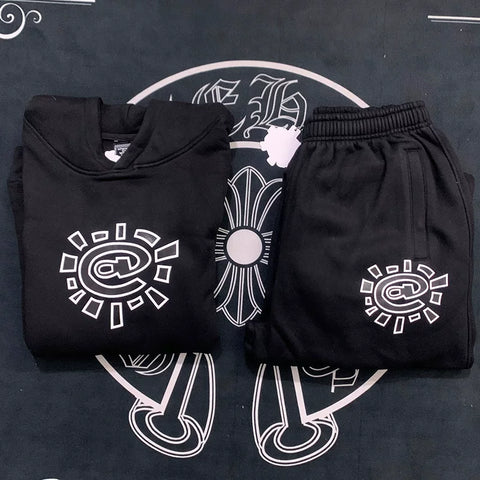 ADWYSD Logo Heavyweight Hoodie and Sweatpants Set - Black