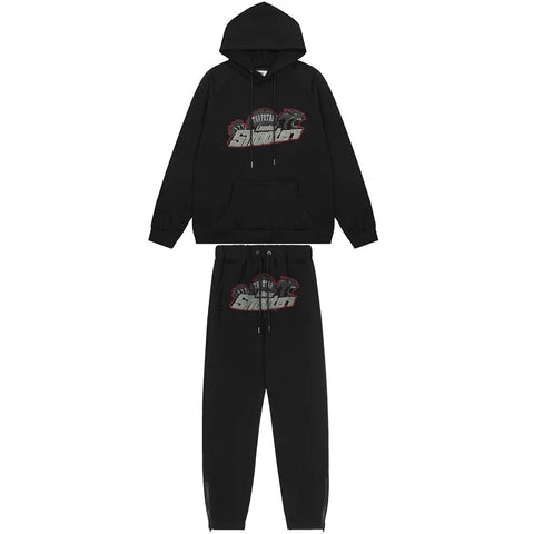 American tide trapstar blue gray tiger head gradient towel embroidered men's and female couple sweater trousers casual set (2)