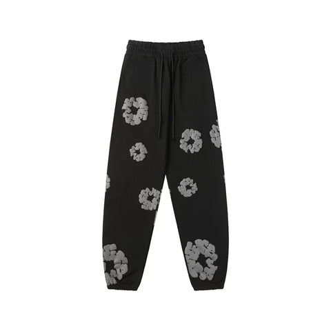 Denim Tears Cotton Wreath Graphic Sweatpants - Black / Stealth Edition