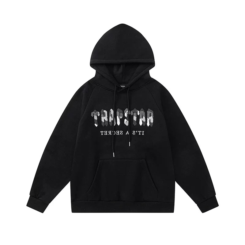 Trapstar niche trendy brand sweatshirt trousers sports leisure suit men and women couple autumn and winter plus velvet letter embroidery (48)