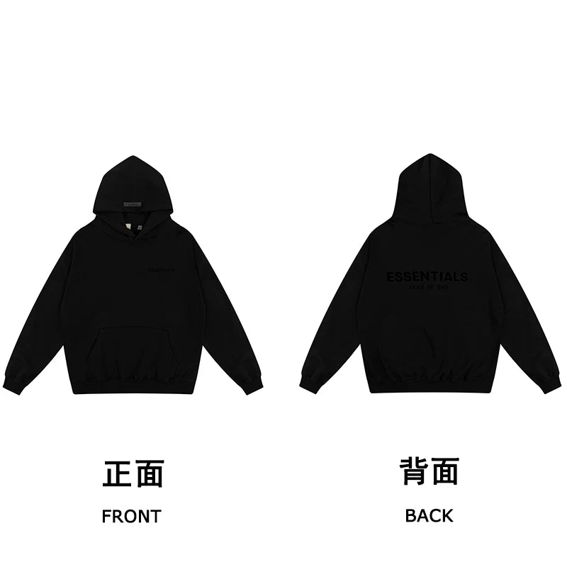Fog autumn/winter hoodie, sweatpants, long pants with fleece hoodie, versatile letter essentials, loose and trendy ins top (39)