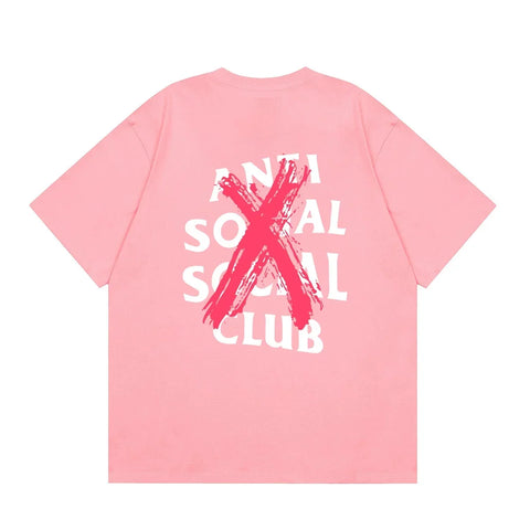 Anti Social Social Club Red X-Cross Logo T-Shirt - Pink