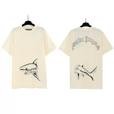 Palm Angels Sketch Shark Graphic T-Shirt - Beige