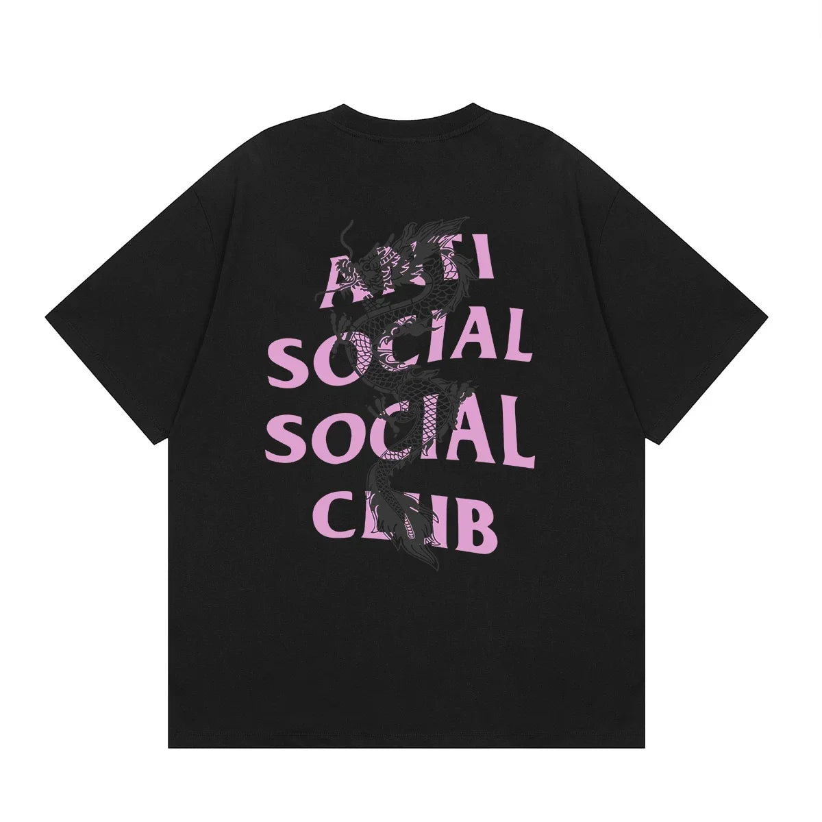 Anti Social Social Club Dragon Pink Logo T-Shirt - Black