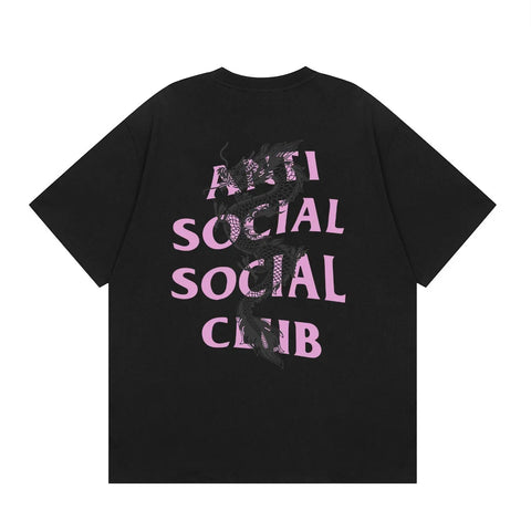 Anti Social Social Club Dragon Pink Logo T-Shirt - Black