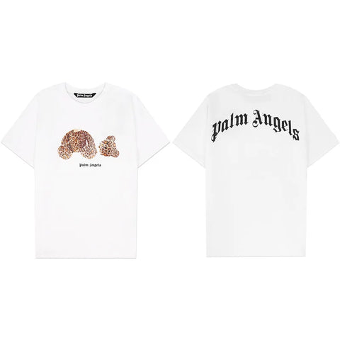 Palm Angels Leopard Print Bear Graphic T-Shirt - White