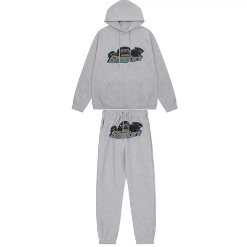American tide trapstar blue gray tiger head gradient towel embroidered men's and female couple sweater trousers casual set (3)
