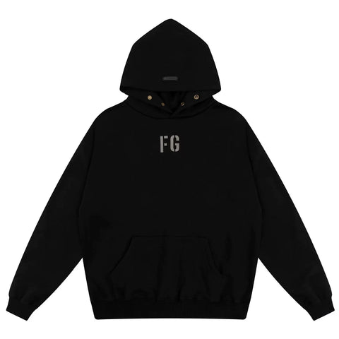 FOG double line heavyweight high street trendy brand hooded sweatshirt with plush loose sweatshirt jacket suitable for men and women, youthful and popular style (2)