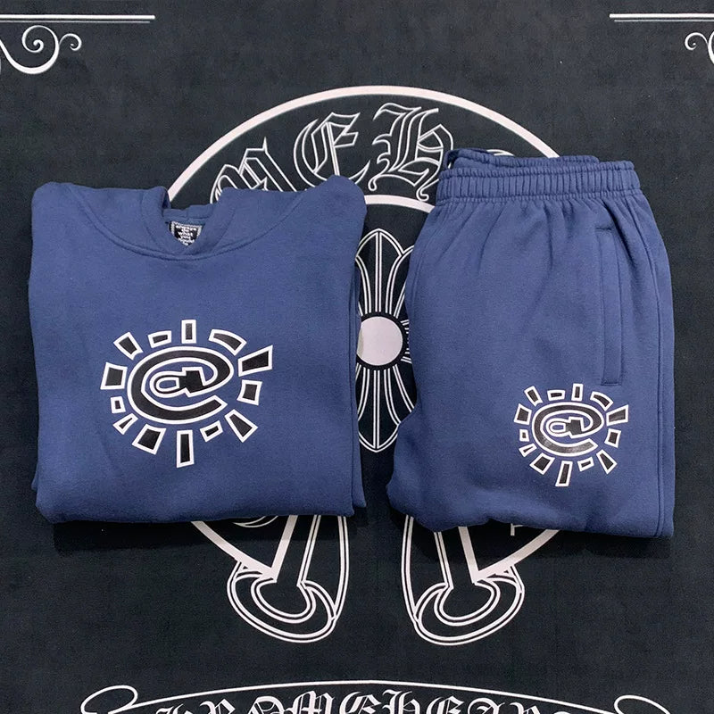 ADWYSD Logo Heavyweight Hoodie and Sweatpants Set - Navy
