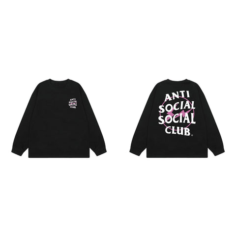 Anti Social Social Club Pink Circle Logo Long Sleeve T-Shirt - Black