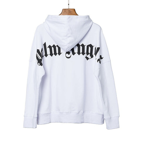 Palm Angels Curved Logo Back Shoulder Hoodie - White/Black
