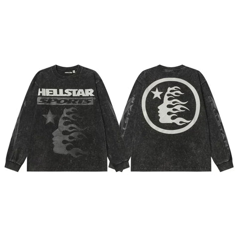 Hellstar Sports Vintage Wash Long Sleeve Tee - Washed Black