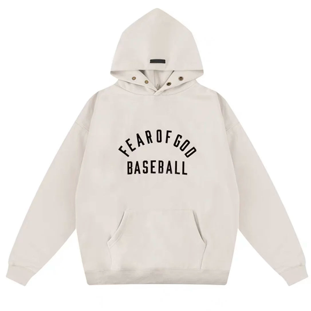 FOG double line heavyweight high street trendy brand hooded sweatshirt with plush loose sweatshirt jacket suitable for men and women, youthful and popular style (29)