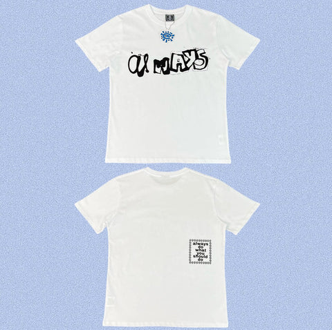 ADWYSD White Chaos Letter Print Tee
