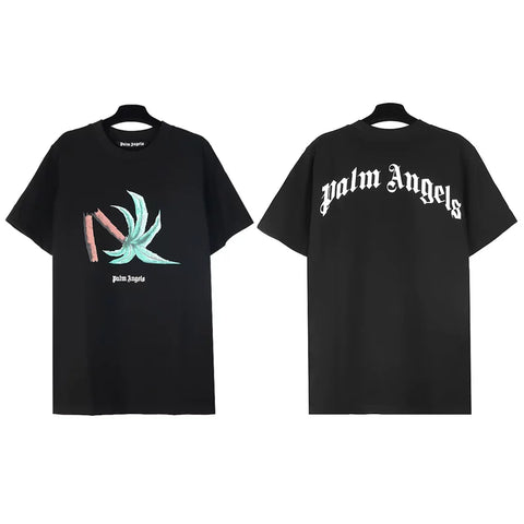 Palm Angels Bamboo/Leaf Graphic T-Shirt - Black