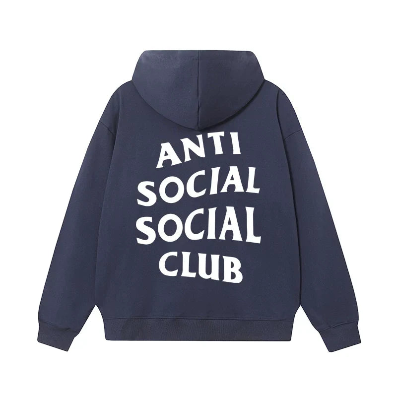 Anti Social Social Club Classic Logo Hoodie - Navy Blue/White