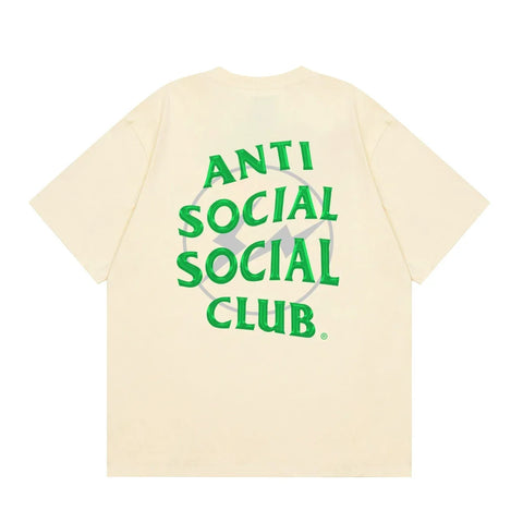 Anti Social Social Club Green Lightning Circle Logo T-Shirt - Cream
