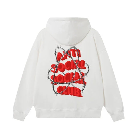 Anti Social Social Club Barbed Wire Logo Hoodie - White