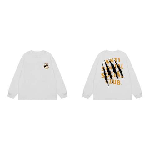 Anti Social Social Club Claw Mark Long Sleeve T-Shirt - White/Yellow