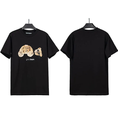 Palm Angels Graffiti Splatter Bear Graphic T-Shirt - Black