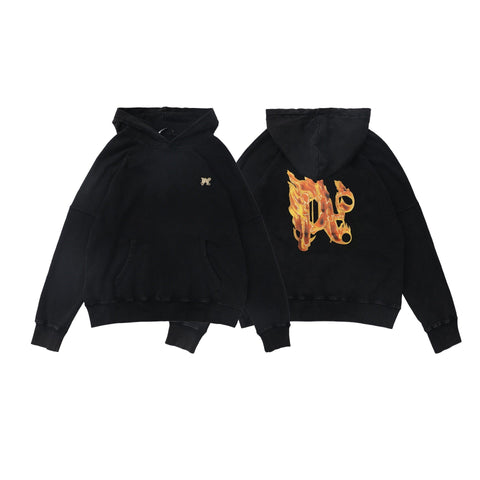 Palm Angels Flame Lettering Graphic Hoodie - Black