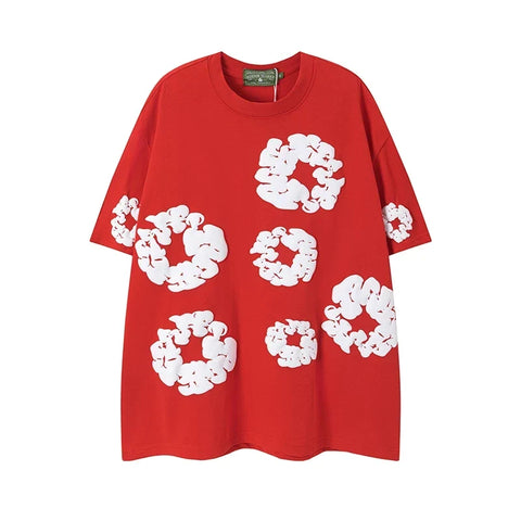 Denim Tears Cotton Wreath Graphic T-Shirt - Red / Oversized Streetwear