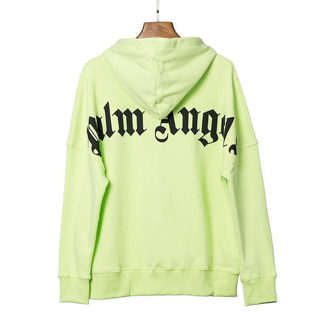 Palm Angels Curved Logo Back Shoulder Hoodie - Neon Yellow/Black