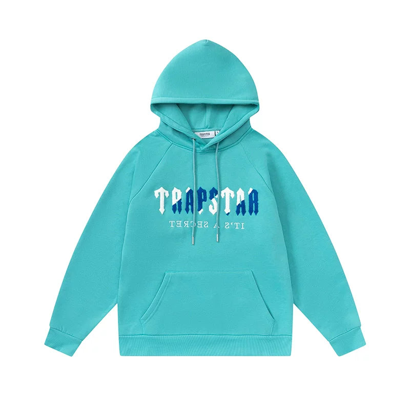 Trapstar niche trendy brand sweatshirt trousers sports leisure suit men and women couple autumn and winter plus velvet letter embroidery (44)