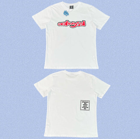 ADWYSD White Red Logo Text Tee