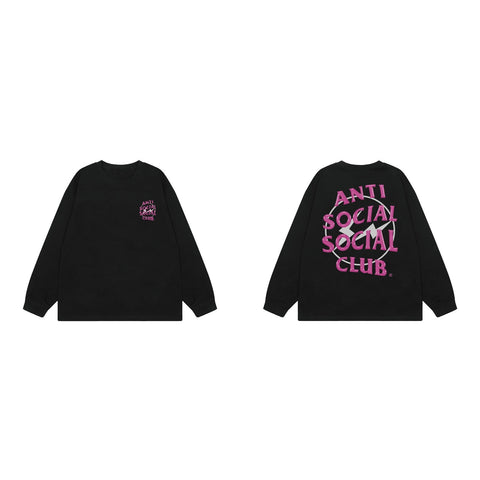 Anti Social Social Club Pink Circle Logo Long Sleeve T-Shirt - Black