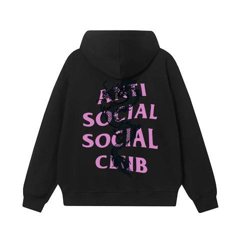 Anti Social Social Club Dragon Pink Logo Hoodie - Black