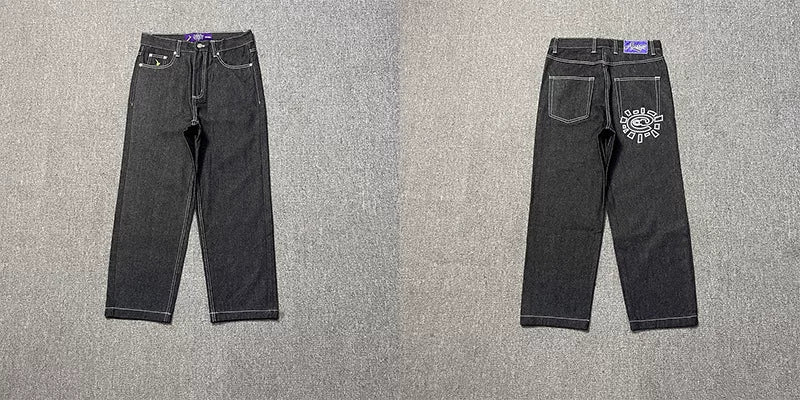 ADWYSD Contrast Stitch Denim Jeans - Washed Black