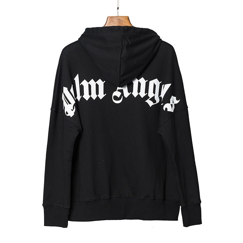 Palm Angels Curved Logo Back Shoulder Hoodie - Black/White