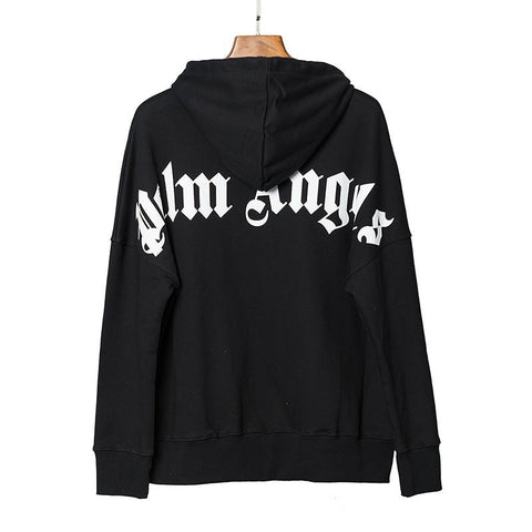 Palm Angels Curved Logo Back Shoulder Hoodie - Black/White