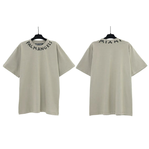 Palm Angels Neckline Collar Logo T-Shirt - Sage Green/Miami
